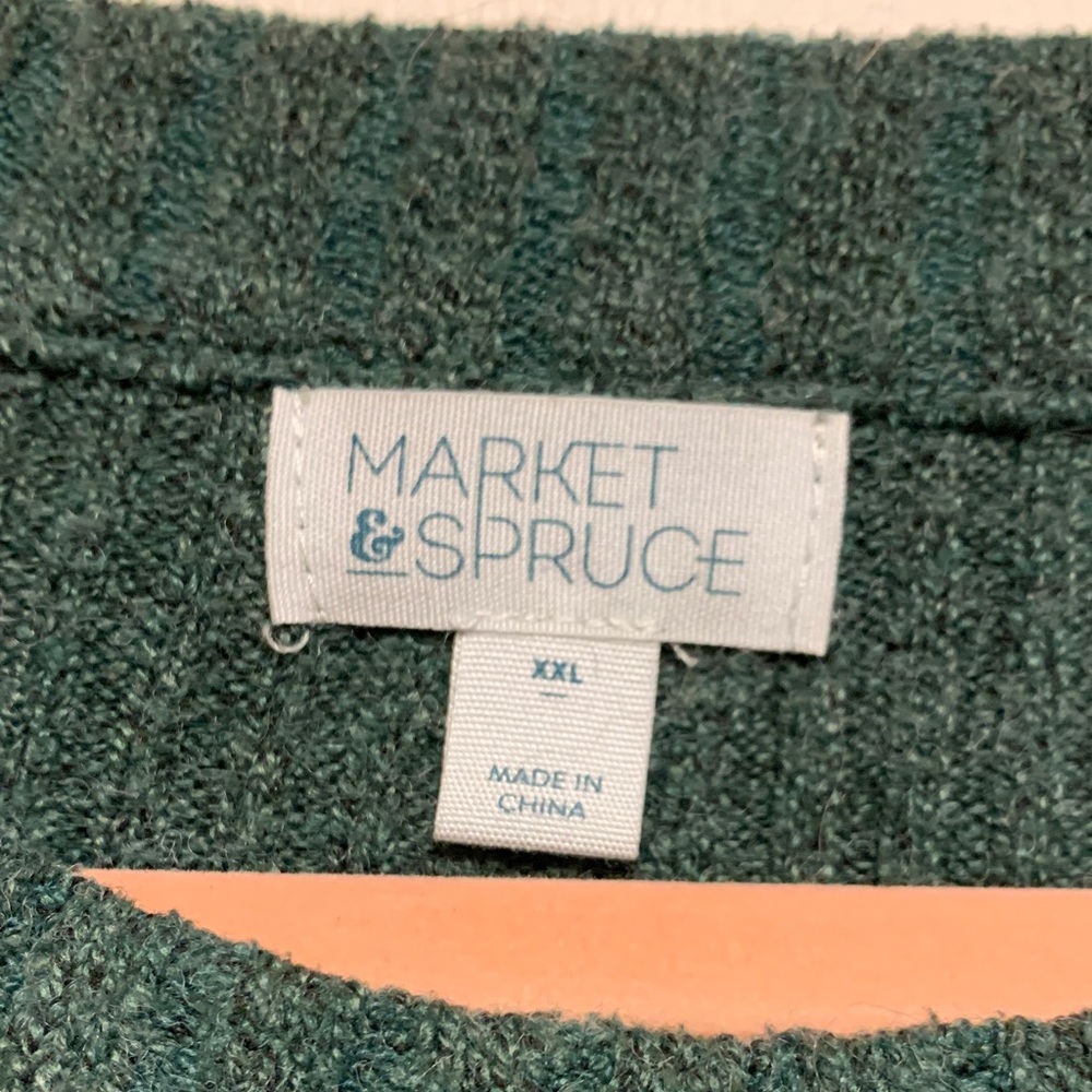Market & Spruce Deep Green Ribbed Crewneck Sweater - Picture 4 of 6